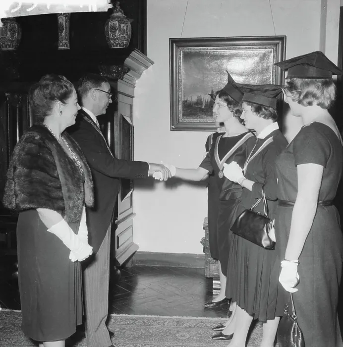 Framed Print : Anefo photo collection. New Year's reception by mayor of Hall in the Stedelijk Museum