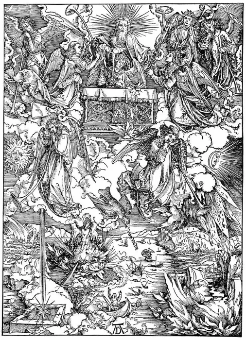 Framed Print : The Apocalypse, the seven trumpets are given to the angels and the resultsof the first four trumpet calls Framed Print : The Apocalypse, the seven trumpets are given to the angels and the resultsof the first four trumpet calls