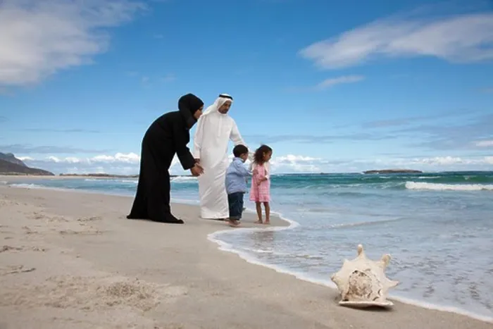 Framed Print : Arab family at the beach Framed Print : Arab family at the beach
