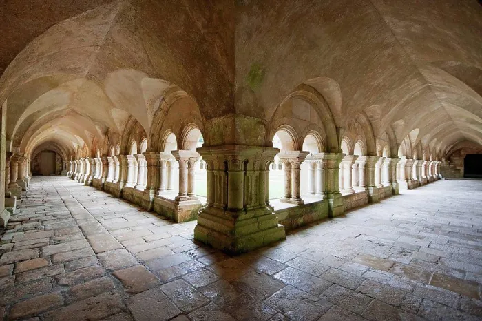 Framed Print : Arcades Of The Cloister Of The Cistercian Abbey Of Fontenay, Cote D'or, France