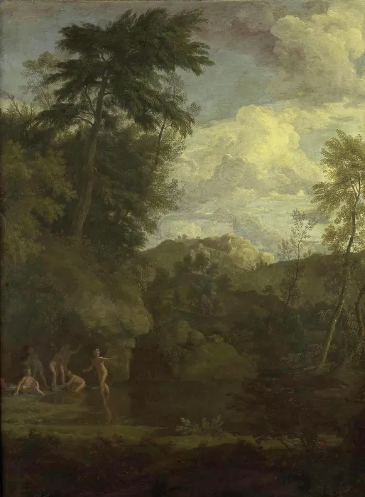 Framed Print : Arcadian Landscape with Diana Bathing, Johannes Glauber, 1680 - 1726 Framed Print : Arcadian Landscape with Diana Bathing, Johannes Glauber, 1680 - 1726