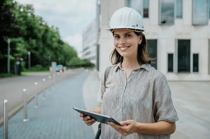 Framed Print : Architect holding tablet PC at construction site Framed Print : Architect holding tablet PC at construction site
