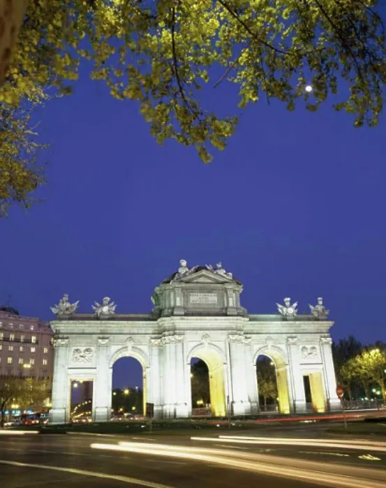 Framed Print : Archway lit up at night, Puerta de Alcala, Madrid, Spain