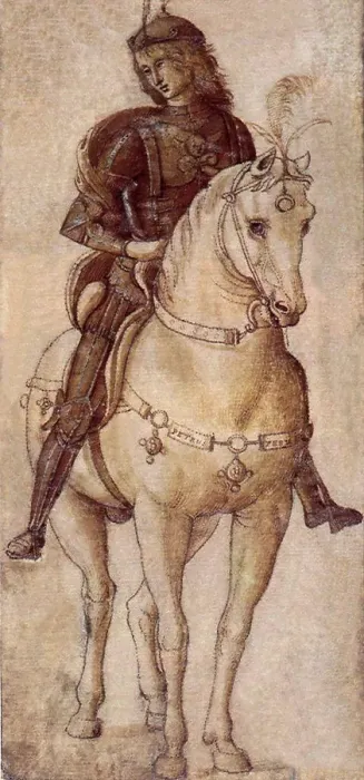 Framed Print : Armored Man on Horse, Circle of Pietro Perugino Framed Print : Armored Man on Horse, Circle of Pietro Perugino
