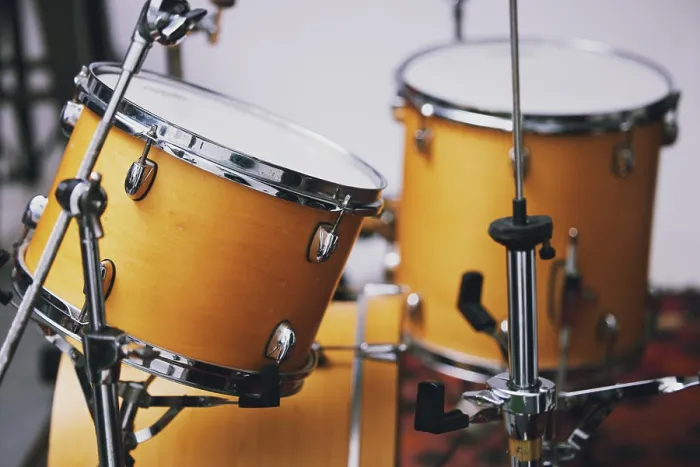 Framed Print : Art, drums and music with instrument set in recording studio for creative