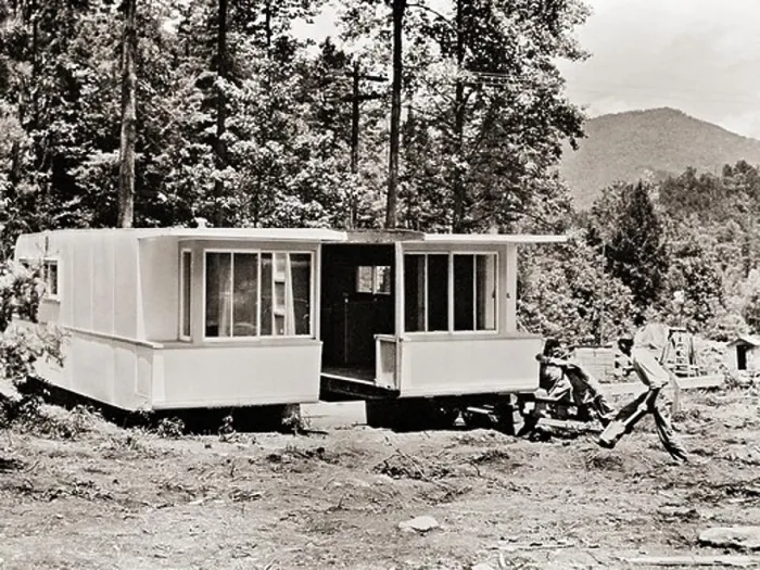 Framed Print : Assembling Trailer House for TVA Workers