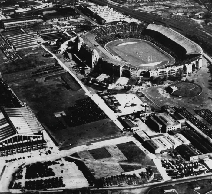 Framed Print : Austerity Britain Prepares For The World's ***** - Wembley Stadium - home of the 1948 Olympics - photographod from