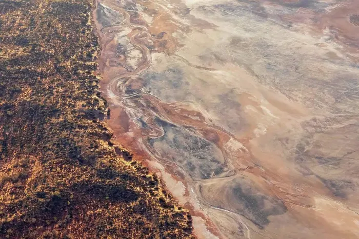 Framed Print : Australia, Northern Territory, Aerial view of Lake Amadeus in Uluru-Kata Tjuta National Park