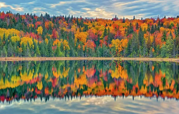 Framed Print : Autumn colors reflected in Lac Modène Framed Print : Autumn colors reflected in Lac Modène