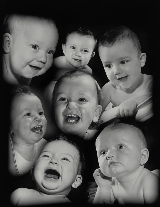 Framed Print : Babies with different expressions Framed Print : Babies with different expressions