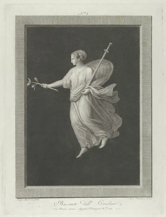 Framed Print : A bacchante holding a sword in her left arm and a branch with fruit in her right hand Framed Print : A bacchante holding a sword in her left arm and a branch with fruit in her right hand