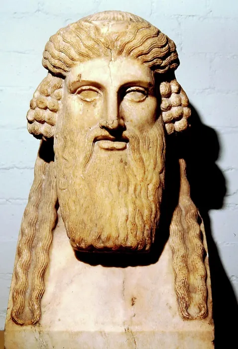 Framed Print : Bacchus head. Roman. 1st cent AD Framed Print : Bacchus head. Roman. 1st cent AD