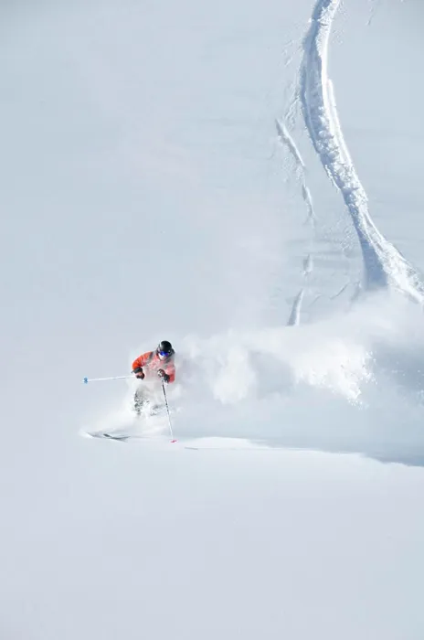 Framed Print : A backcountry skier in deep powder in the Icefall Range north of Golden, British Columbia Framed Print : A backcountry skier in deep powder in the Icefall Range north of Golden, British Columbia