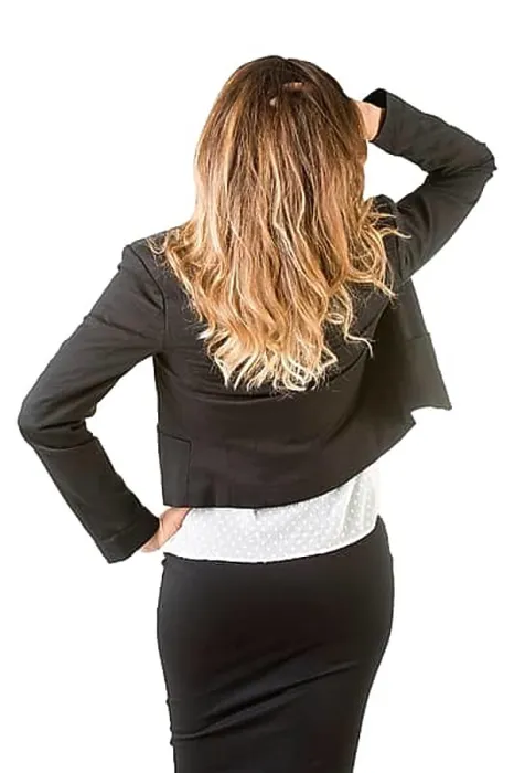 Framed Print : Backside of a businesswoman, isolated in white