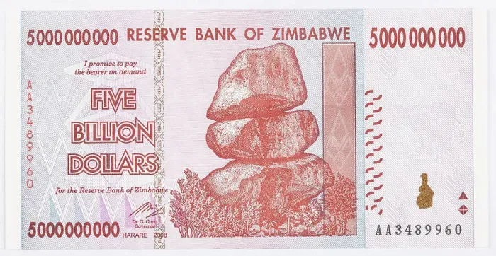 Framed Print : Banknot and 5, 000, 000 dollars; Reserve Bank of Zimbabwe; Zimbabwe; 2008