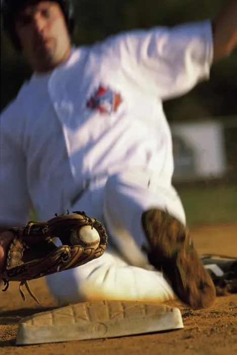 Framed Print : Baseball player sliding into a base Framed Print : Baseball player sliding into a base