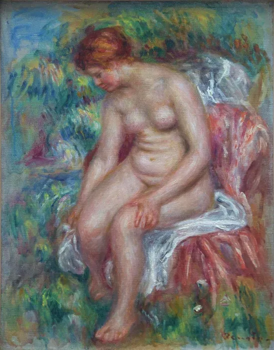 Framed Print : Bather Washing Her Leg by Pierre-Auguste Renoir, 1914, France, Paris, Musee de L'Orangerie