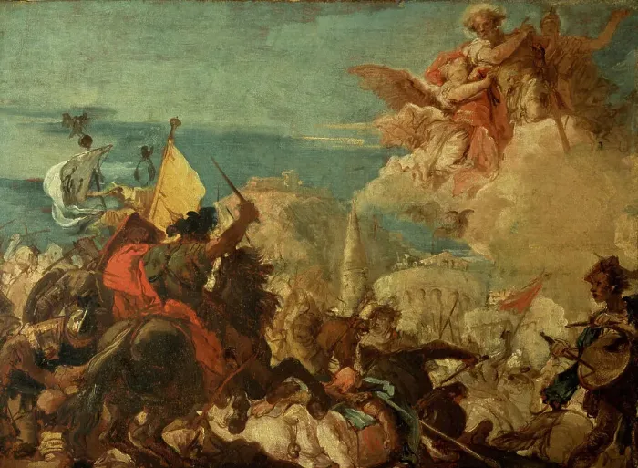 Framed Print : The Battle (Saint Faustinus and Jovita Appear in Defense of Brescia by Giovanni Domenico Tiepolo Framed Print : The Battle (Saint Faustinus and Jovita Appear in Defense of Brescia by Giovanni Domenico Tiepolo
