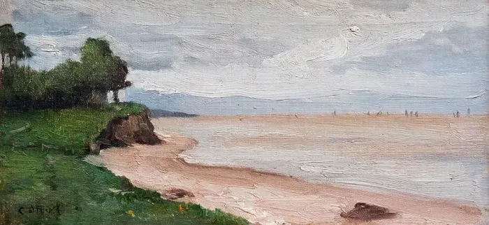 Framed Print : Beach near Etretat Oil on canvas; c. 1872 Jean-Baptiste-Camille Corot; French; 1796 - 1875