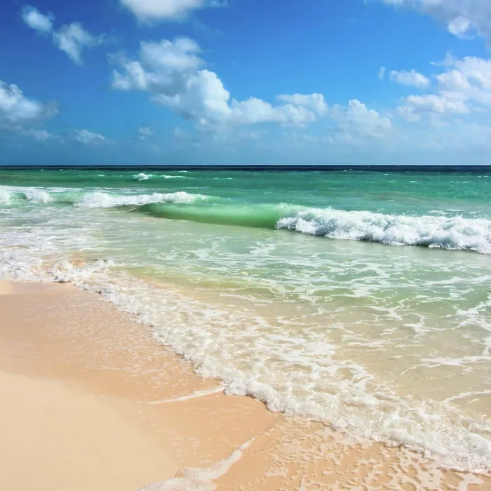 Framed Print : Beautiful beach and waves of Caribean Sea
