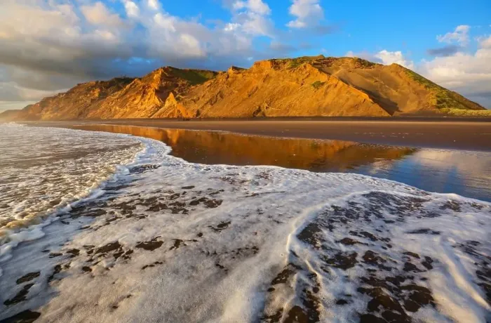Framed Print : Beautiful landscapes it the Ocean Beach, New Zealand. Inspiring natural and travel background Framed Print : Beautiful landscapes it the Ocean Beach, New Zealand. Inspiring natural and travel background