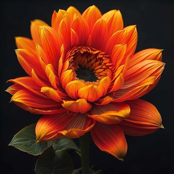 Framed Print : Beautiful orange flower on a black background. Close-up. generative ai Framed Print : Beautiful orange flower on a black background. Close-up. generative ai