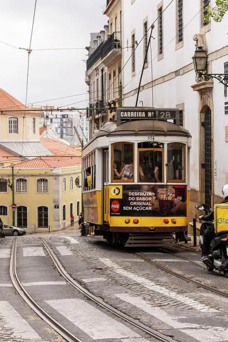 Framed Print : Beautiful view to old historic electric street tram and building Framed Print : Beautiful view to old historic electric street tram and building