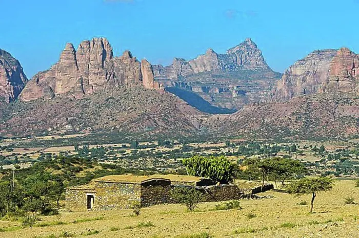 Framed Print : Big African Rift Valley, northern foothills with the Gheralta mountain range over the Hawzien plain Framed Print : Big African Rift Valley, northern foothills with the Gheralta mountain range over the Hawzien plain