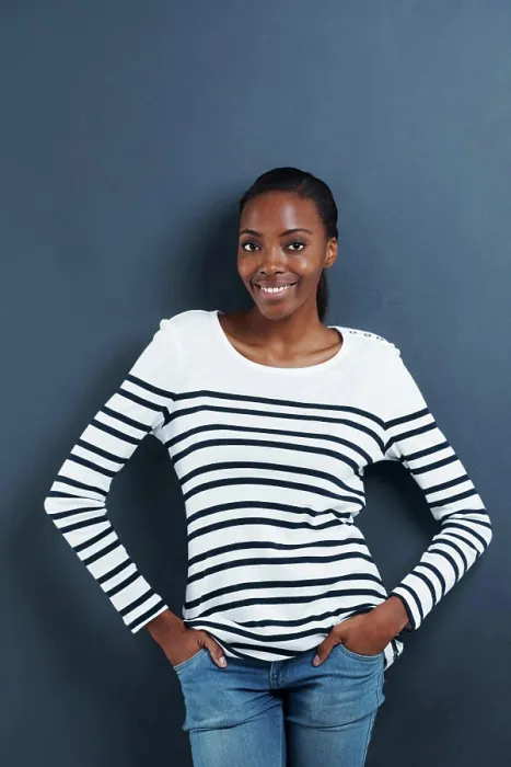 Framed Print : Black woman, happy and portrait in studio with confidence and trendy fashion by blue background Framed Print : Black woman, happy and portrait in studio with confidence and trendy fashion by blue background
