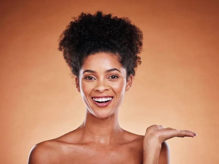 Framed Print : Black woman, skincare and advertising mockup in studio portrait with glow Framed Print : Black woman, skincare and advertising mockup in studio portrait with glow