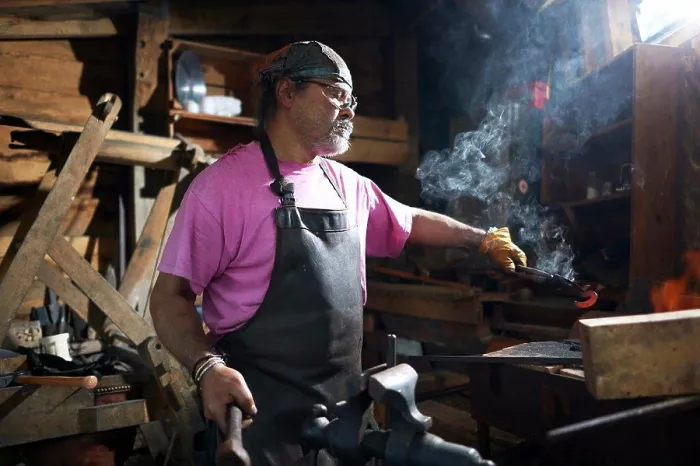 Framed Print : Blacksmith working in his forge Framed Print : Blacksmith working in his forge