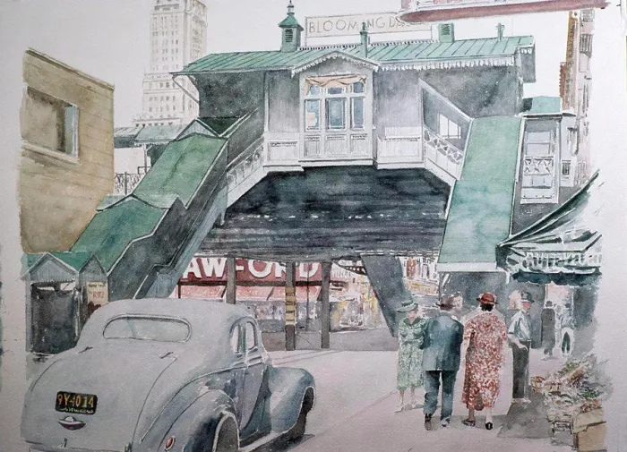 Framed Print : Blooming Dale Station, 1985, Anthony Butera, (b.20th C.), Watercolor Framed Print : Blooming Dale Station, 1985, Anthony Butera, (b.20th C.), Watercolor