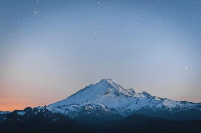 Framed Print : Blue hour over mt. Baker in North Cascades Framed Print : Blue hour over mt. Baker in North Cascades