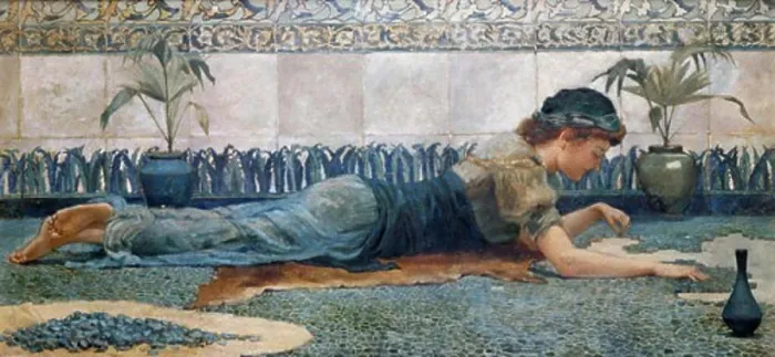 Framed Print : Blue Mosaic Edward Matthew Hale (1852-1924 British) Framed Print : Blue Mosaic Edward Matthew Hale (1852-1924 British)