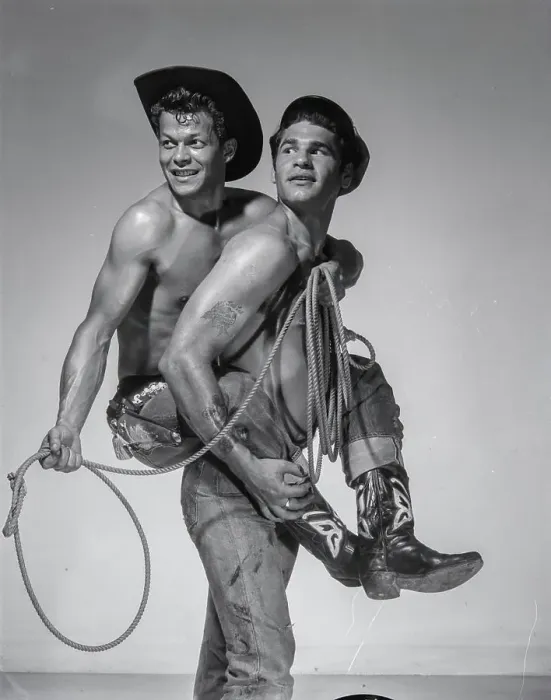 Framed Print : Boris Demitroff & Ted Derby: Playful Cowboys Captured by Bob Mizer ca 1959 Framed Print : Boris Demitroff & Ted Derby: Playful Cowboys Captured by Bob Mizer ca 1959