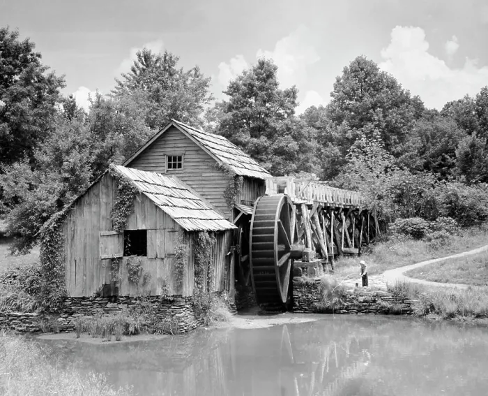 Framed Print : Boy fishing in a pond, Mabry Mill, Virginia, USA Framed Print : Boy fishing in a pond, Mabry Mill, Virginia, USA