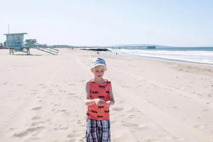 Framed Print : Boy on sandy beach Framed Print : Boy on sandy beach