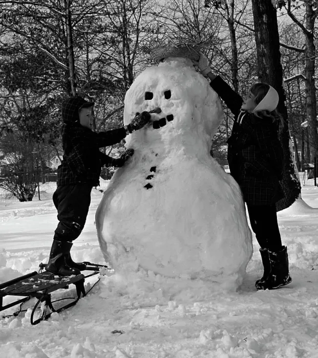 Framed Print : Two boys making snowman Framed Print : Two boys making snowman