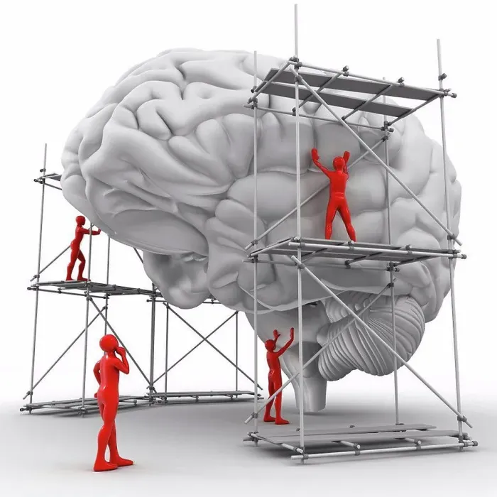 Framed Print : Brain with workers, mental health Framed Print : Brain with workers, mental health