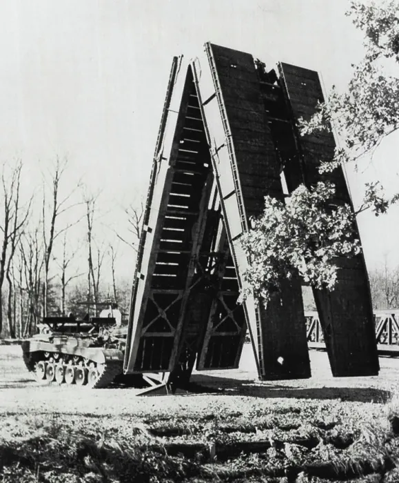 Framed Print : Bridging A Gap -- An experimental scissors-type bridge which is carried and launched by a turret-less tank Framed Print : Bridging A Gap -- An experimental scissors-type bridge which is carried and launched by a turret-less tank