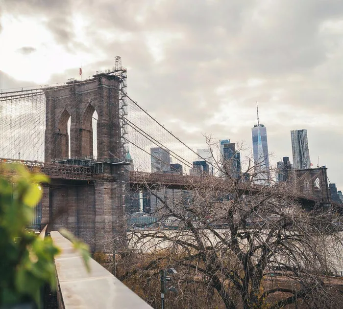 Framed Print : Brooklyn bridge panorama horizon skyline buildings