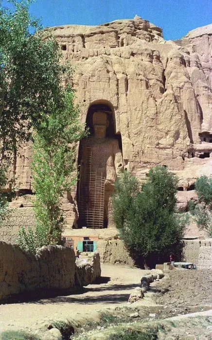 Framed Print : The Buddhas of Bamiyan were two 6th century monumental statues of standing buddhas carved into the side of a cliff Framed Print : The Buddhas of Bamiyan were two 6th century monumental statues of standing buddhas carved into the side of a cliff