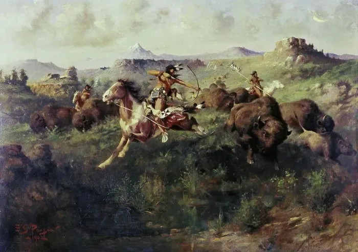 Framed Print : Buffalo Hunt Edgar Samuel Paxson (1852-1919 American) Framed Print : Buffalo Hunt Edgar Samuel Paxson (1852-1919 American)