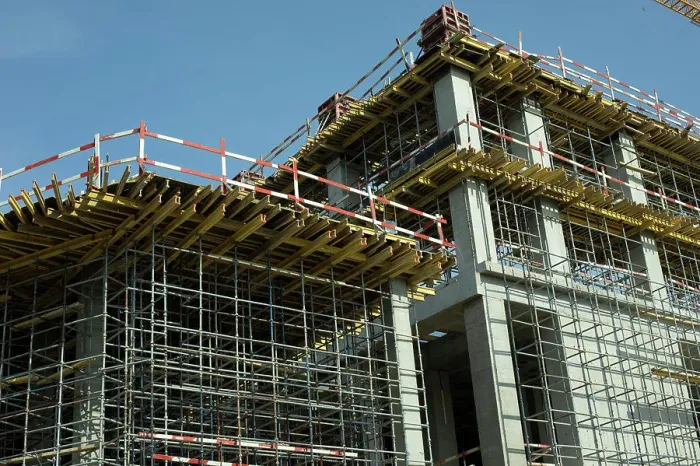 Framed Print : Building. Concrete and steel construction. Erection of walls of house Framed Print : Building. Concrete and steel construction. Erection of walls of house