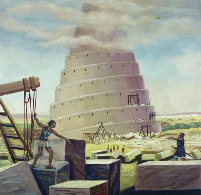 Framed Print : Building the Tower of Babel Vittorio Bianchini (1797-1880 Italian)