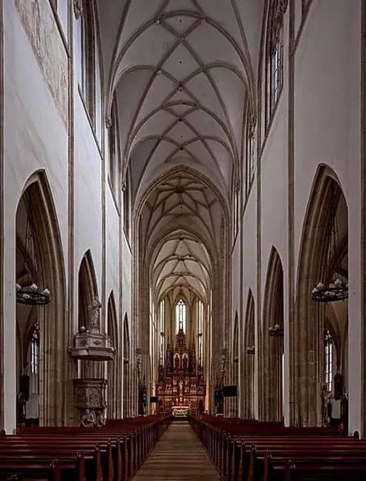 Framed Print : Built 1280-1390, interior facing east, pulpit 1592, high altar 19th century, St. Sankt, Saint Framed Print : Built 1280-1390, interior facing east, pulpit 1592, high altar 19th century, St. Sankt, Saint