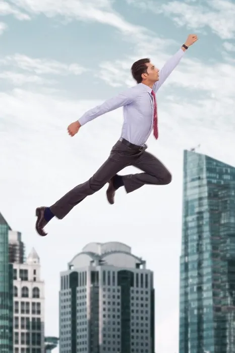 Framed Print : Business executive flying in the sky Framed Print : Business executive flying in the sky