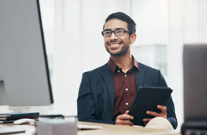 Framed Print : Business, man and employee with tablet Framed Print : Business, man and employee with tablet