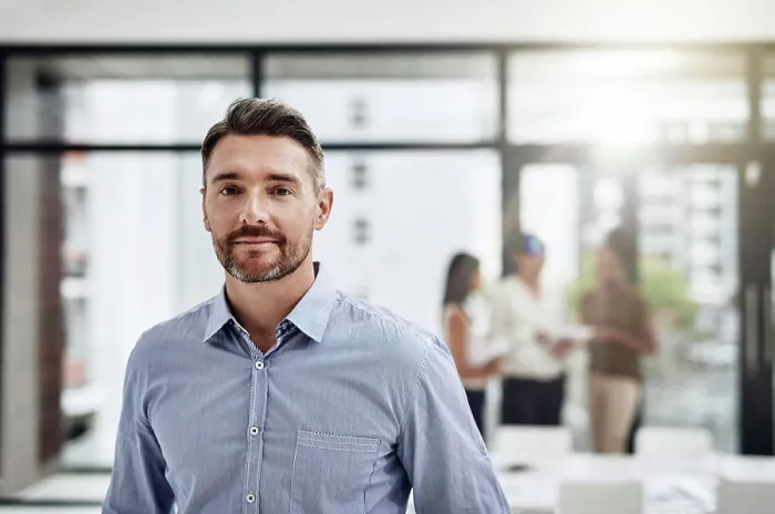 Framed Print : Business man, portrait and manager for collaboration