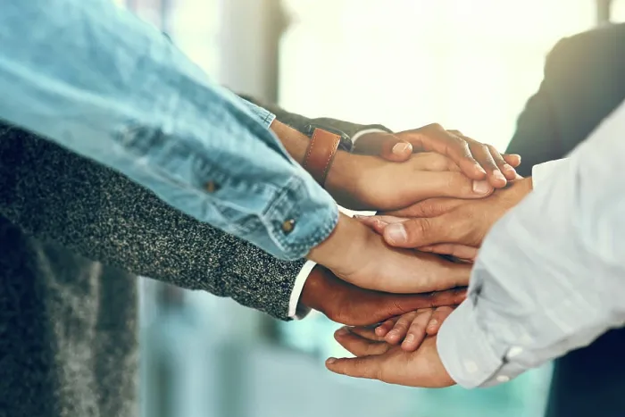 Framed Print : Business people, hands and huddle in office for solidarity